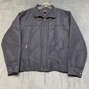 Dockers Windbreaker Jacket Men Large Navy Blue Lined Waterproof Outerwear Winter